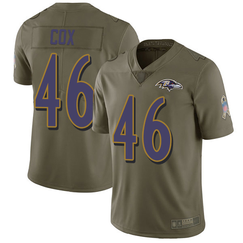 Baltimore Ravens Limited Olive Men Morgan Cox Jersey NFL Football #46 2017 Salute to Service
